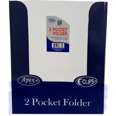 Wholesale Premium White Plastic 2 Pocket Folders(48x$0.79)