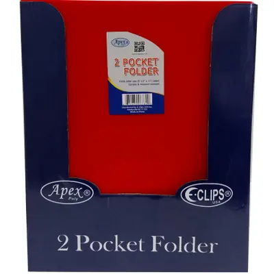 Premium Red Plastic 2 Pocket Folders - 9.5" x 11.5"(48x$0.79)