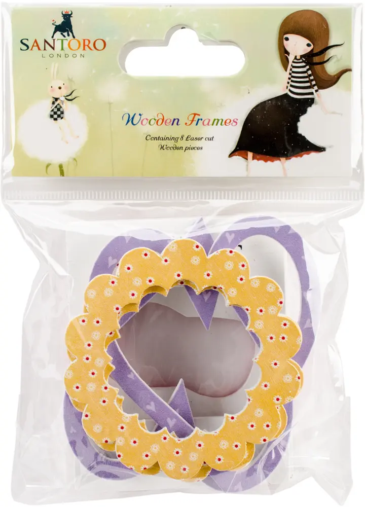 Santoro Kori Kumi Laser Cut Wood Shapes 8 / Pkg-Frames, 4 Des(4x$4.67)