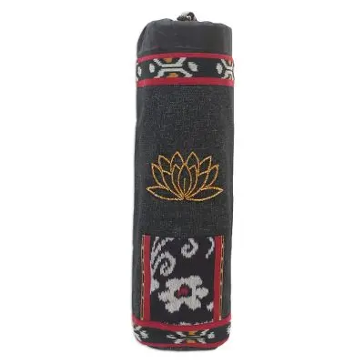 Ikat Cotton Yoga Mat Bag with Glass Bead Motif