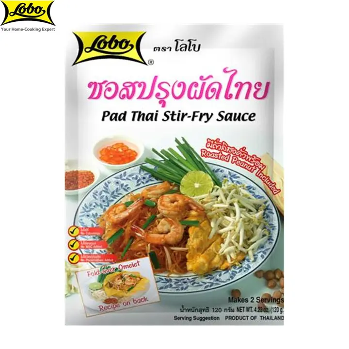 Sauce pour sauté Lobo Pad Thai, pâte de Pad Thai et cacahuètes concassées dans un sachet sous vide, Thai Food, 120 g gray