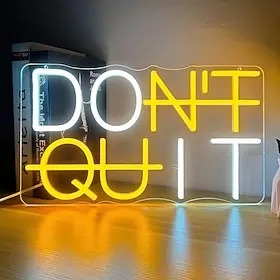 DON'T QUIT Neon Sign for Wall Decor Dimmable USB Powered for Indoor bedroom, living room, dining room, party Led Neon Light Sign Party Decorations Office, Gym,