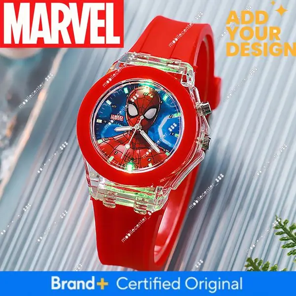 Cute Spiderman Children Watches with Color Flash Light Silicone Strap Kids Watch Boys Anime Action Figures Model Toys Clock Gift 8b