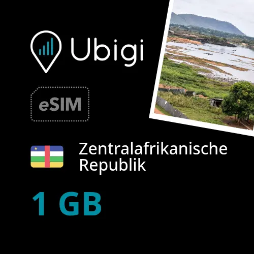 Prepaid-eSIM Zentralafrikanische Republik - 1GB - Ubigi