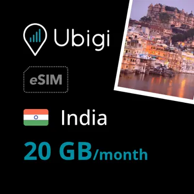 India Prepaid eSIM data plan - 20GB/month| Ubigi